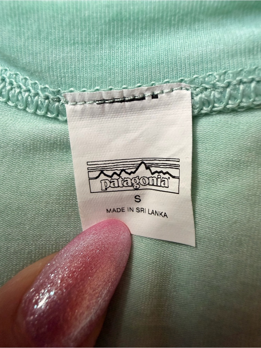 #329- Woman’s Patagonia Twist Top Mint Green Short Sleeve Women's Tee - Picture 8 of 9